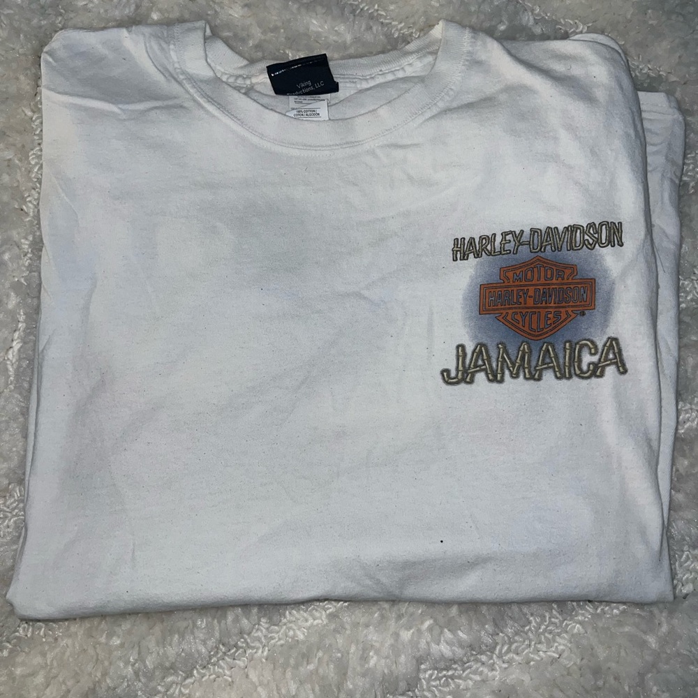 Harley-Davidson White and Orange Long Sleeve Tee